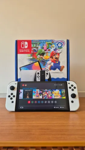 Nintendo Switch Oled desbloqueado + Caixa + Sd 128Gb
