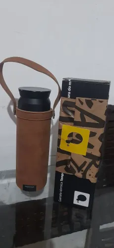 Garrafa térmica imaginarium proteção de couro de boi