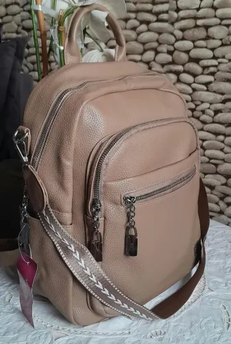 Mochila feminina em couro PU tamanho médio