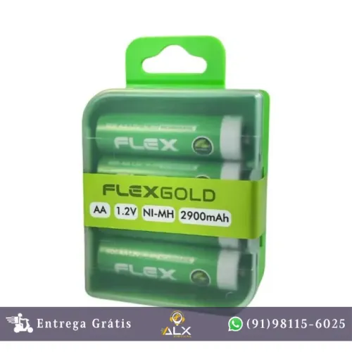 Pilha Recarregável Aa 1.2v 2900mah (c/4 Pilhas) Flex *ENTREGA GRÁTIS*