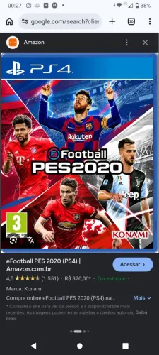 PES 2020 MIDIA FÍSICA  $ 50,00