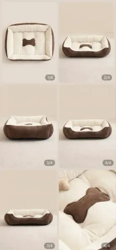 Caminha Pet Confortável 70×55cm - Marrom e Bege