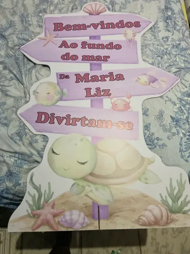 Placa fundo do mar com Nome Maria Liz 