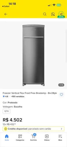 Freezer/ geladeira Brastemp vertical flex frost free