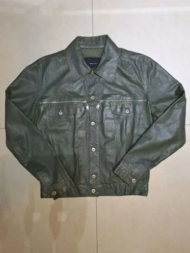 jaqueta de couro ellus leather trucker verde g feminino ou p masculino verde musgo