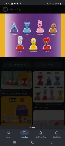 Boneco bts, bt21 parceria mcdonalds