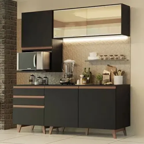 Armário de Cozinha Compacta 180cm Preto Reims : VALOR PROMOCIONAL