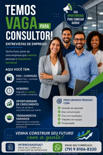 VAGA DE EMPREGO PARA CONSULTOR!!!