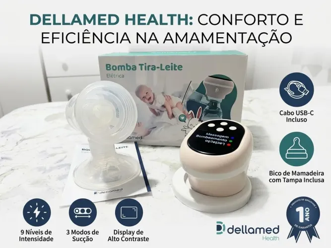 Bomba Tira-Leite Elétrica Dellamed Health - Excelente Estado