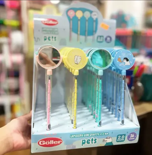 Lapiseira com Espelhinho TROCA PONTA Com Grafite 2.0MM PETS - Goller
