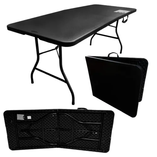 Mesa Dobrável Preta 1,80m Maxchief Cor Preto