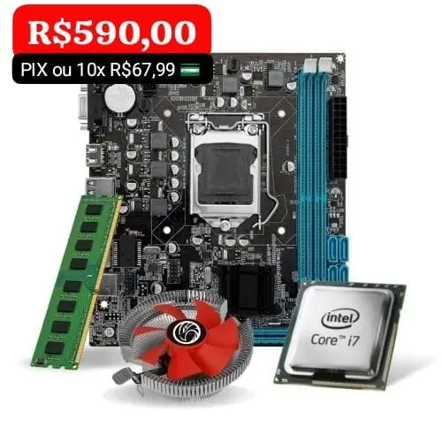 KIT PROCESSADOR i7 COOLER PLC MÃE H61 8G MEMORIA DDR3 TRAB ATACADO E VAREJO