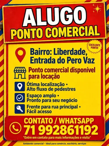 Alugo ponto comercial, preço acessível e boa localização de negócio