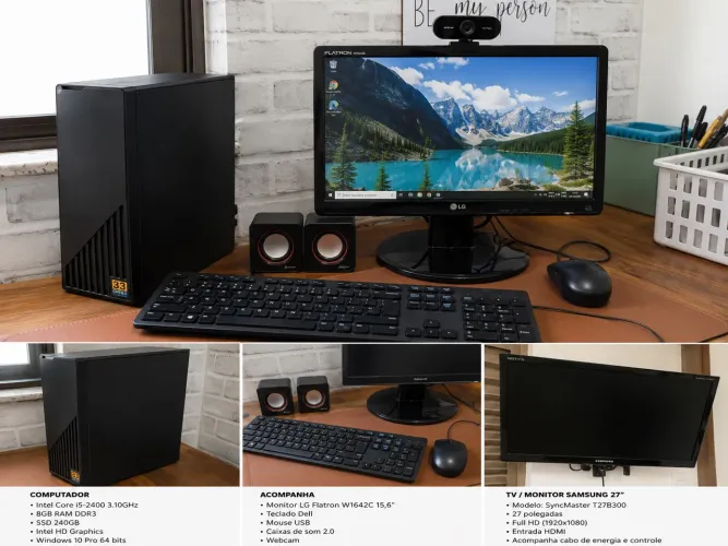 PC Completo Intel i5 + SSD + Monitor LG | Ideal para Estudos e Escritório