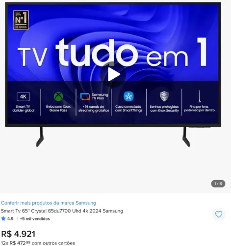 SMART TV 65 POLEGADAS SAMSUNG UHD 2024