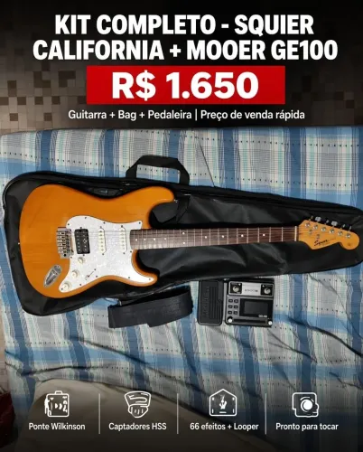 Guitarra Squier e pedaleira ge100