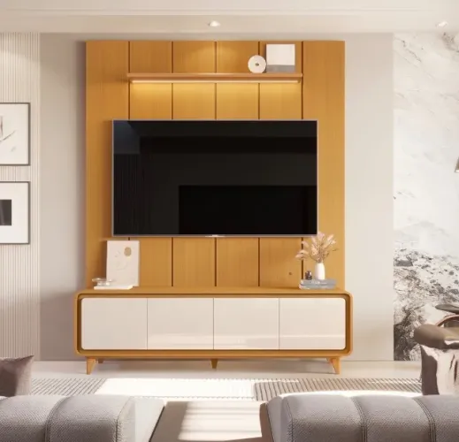 Painel com Rack Cedro Elegance 188