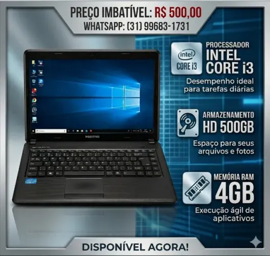 notebook positivo master n170i , hd 500, 4 gigas de memória