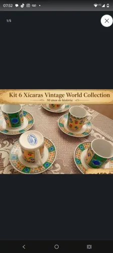 Xícara vintage word collection anos 70