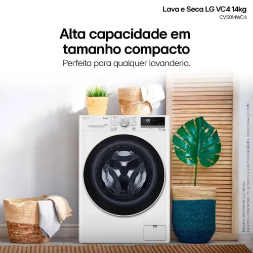 Lava e Seca LG VC4 14/12kg Wi-Fi Nova nota fiscal Smart Inteligência Artificial 220v
