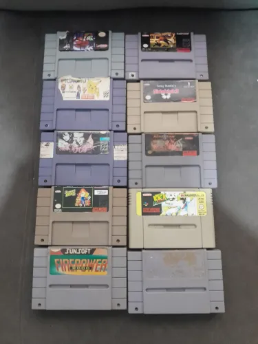 Lote com 10 jogos de super Nintendo e todos funcionam