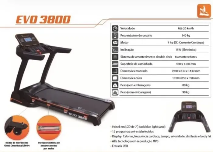 Esteira Elétrica Evolution EVO 3800 - 127V
