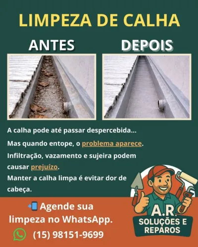 Limpeza de calhas e limpeza de Caixa d água 