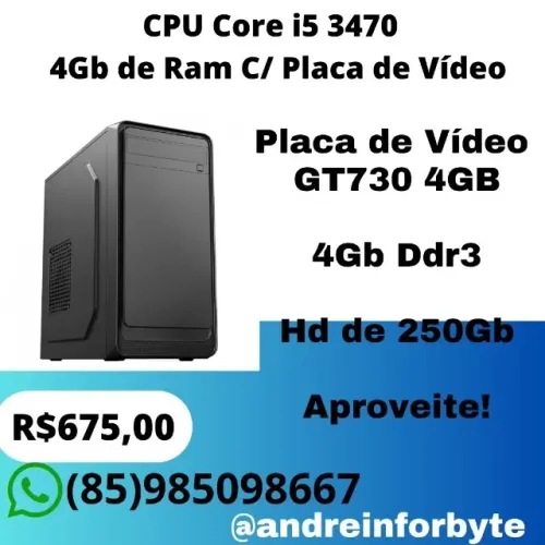 CPU Core i5 3470   4Gb de Ram C/ Placa de Vídeo
