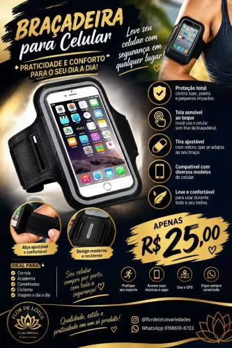 Braçadeira de celular para caminhada, academia 