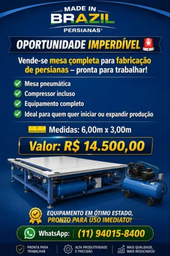 Mesa para fabricação de Persianas 