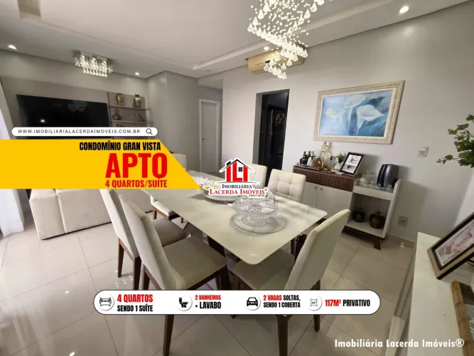 Gran Vista Ponta Negra, Apartamento com 3 quartos sendo 1 suíte 90% mobiliado