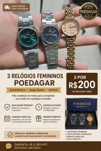 Kit com 3 Relógios Femininos Poedagar - R$ 159