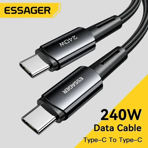 Cabo Tipo C Essager 240W Turbo 5A Carregamento Rápido Dados PD 3.1