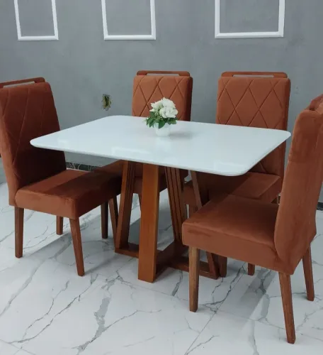 Conjunto Mesa Laqueada 100% Madeira (Nova) T.O.P L.U.X.O