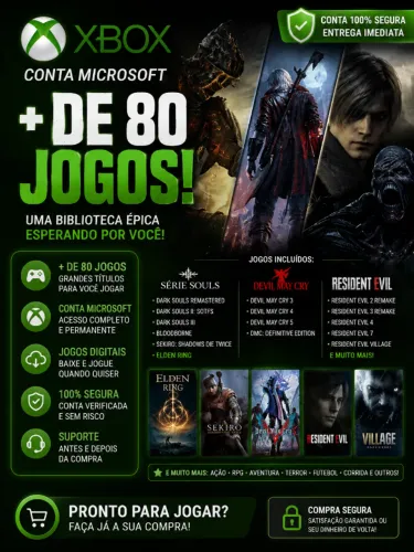 Conta Microsoft Xbox com 85 Jogos, Coleção Dark Souls, Dragon Ball e muito mais