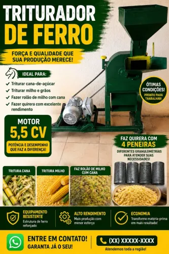 Triturador de ferro completo + motor 5.5 + 4 peneiras!!