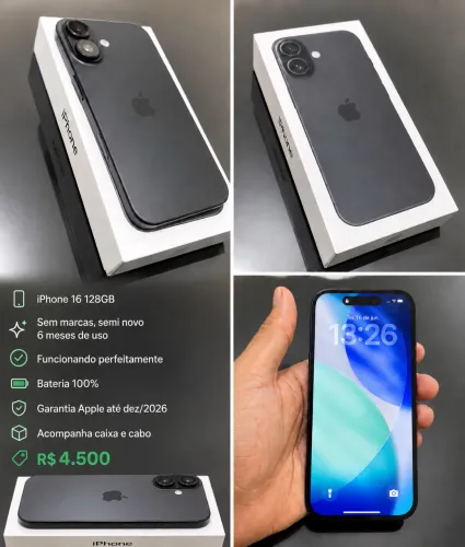 iPhone 16 128GB - muito novo 