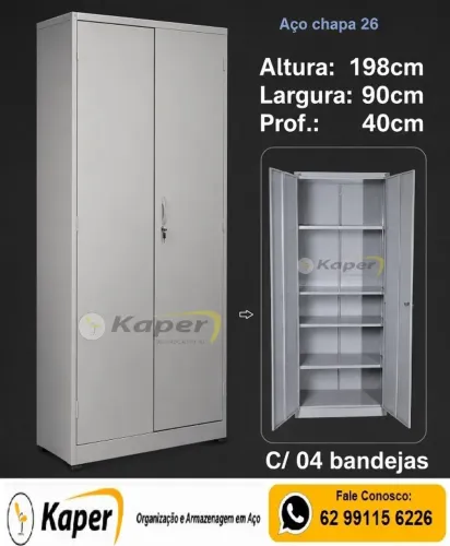 Armario de escritorio em Aço 198cm x 90cm x 40cm ( produto novo ) PA90