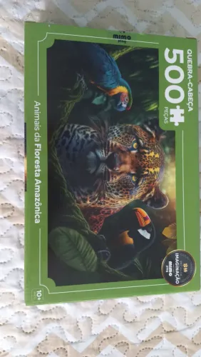 Quebra-cabeça 500 peças - animais da floresta Amazônica, tamanho 47 X 32cm. Mimo play.