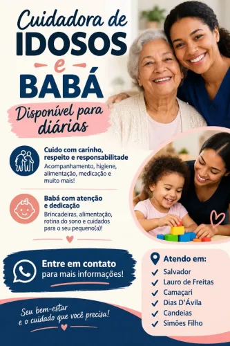 BABÁ E CUIDADORA DISPONÍVEL PARA DIÁRIAS