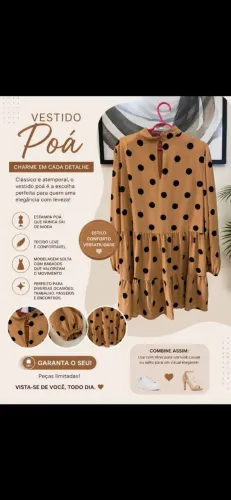 Vestido bege bolinhas poá