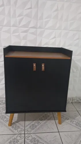 Aparador Buffet Cantinho Do Café Decorativo Pés Em Madeira Elegante 2 Portas