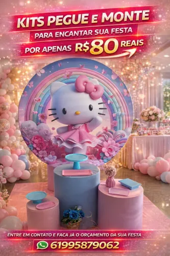 Faça sua festa ficar ainda mais encantadora com os lindos temas pegue e monte R$80