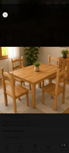 Mesa De Jantar 4 Cadeiras Madeira Provenza Amoudi Marrom