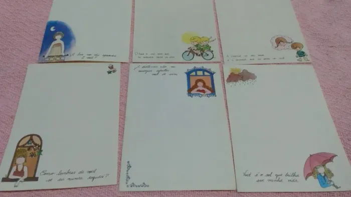 Lote de papel de carta antigo 6 folhas