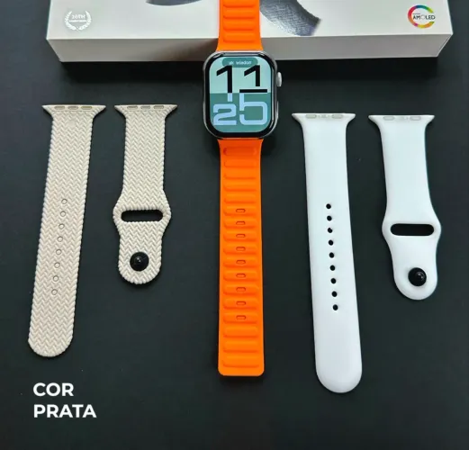 Smartwatch N10 Kit c/ 3 Pulseiras Prata