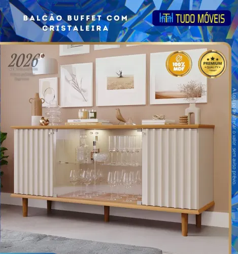 Balcão buffet com Cristaleira