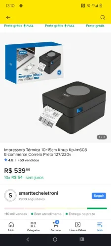 Impressora térmica knup nova nunca usada