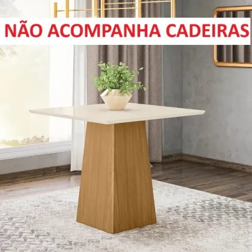 Mesa de Jantar 4 Lugares 90cm Tampo MDF Off White