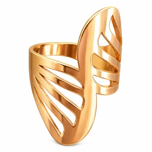 Anel Feminino Dourado em Aço Inoxidável Vazado Elegante Aro 25
